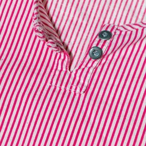 Pink White Striped Tank Top Button Front Sleeveless Cotton Size L Coastal Beachy